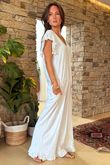 Made in Italy Bay Slub Mamma Mia Frill Jumpsuit White